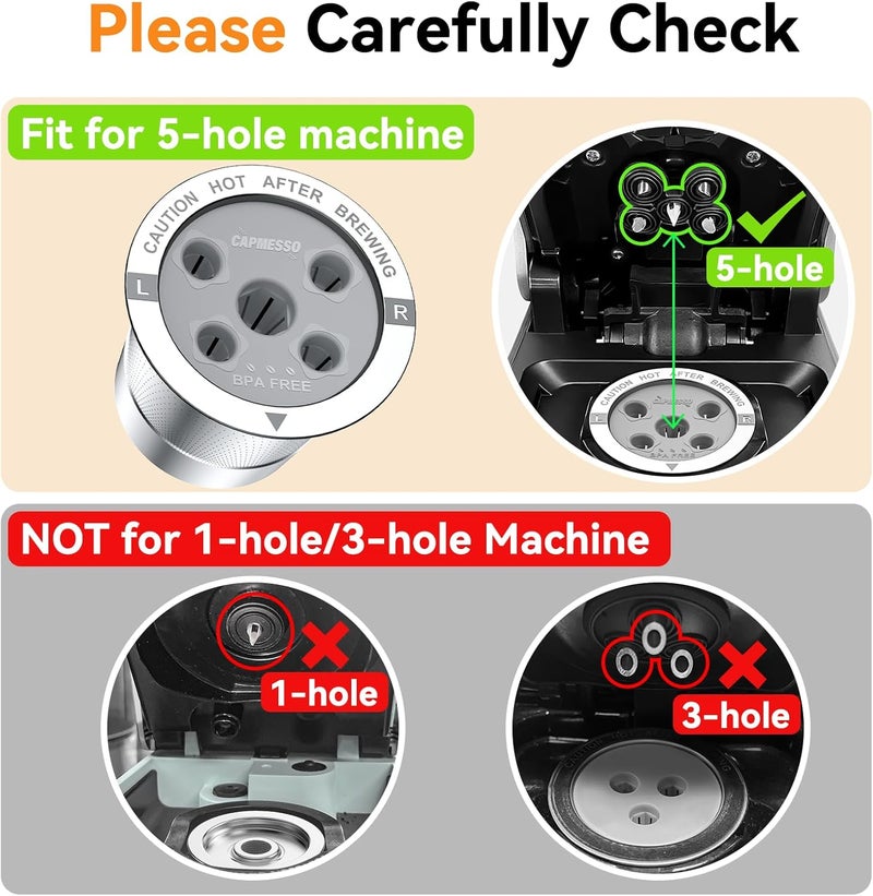 CAPMESSO Reusable K Cups for Keurig: 2025 Updated My K cup Metal Coffee Filter Refillable Coffee Pods with 5 Holes - for K Supreme/K Slim/K-Duo Gen2/K-Brew Chill with MultiStream Technology (1 Pack) - Image 2